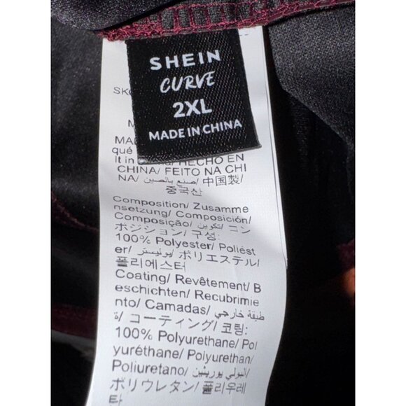 Shein Curve 2XL Burgundy Faux Leather Crop Top With Ribbon Detailing - Picture 3 of 7